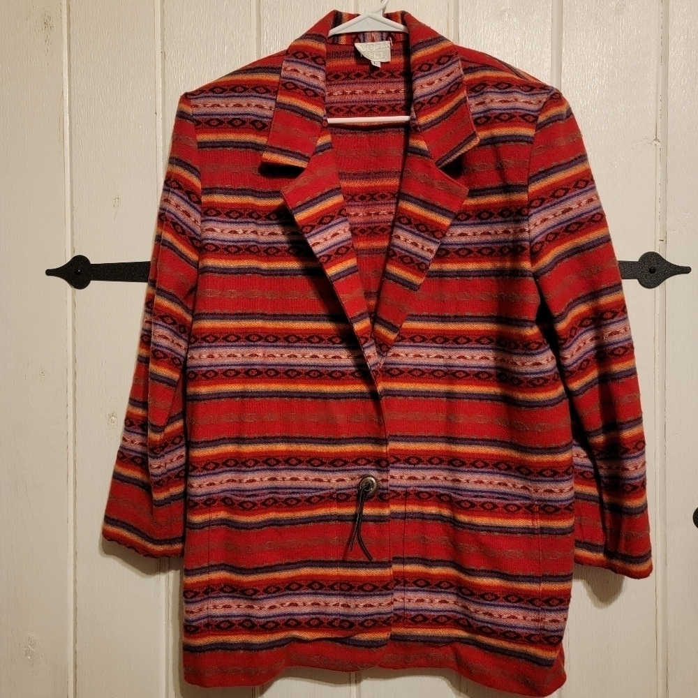 Vintage Moda Int'l Jacket Aztec Southwestern Red Size Large